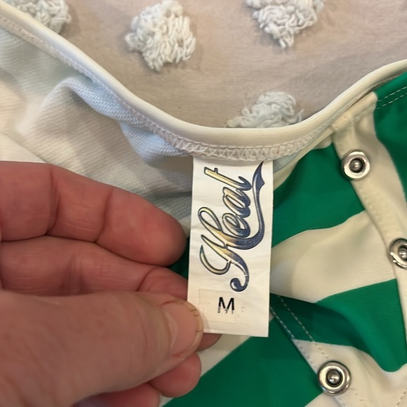 Green and White Striped String Bikini Size M HEAT - Picture 6 of 11